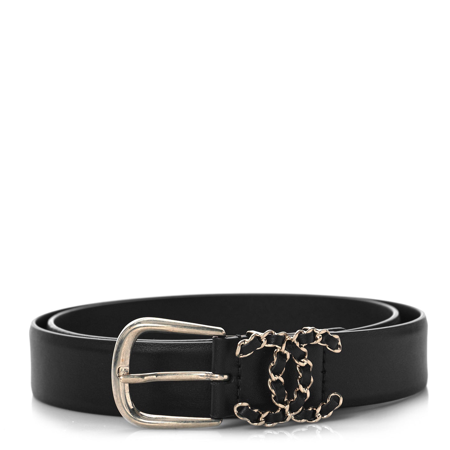 Calfskin CC Chain Belt 75 30 Black