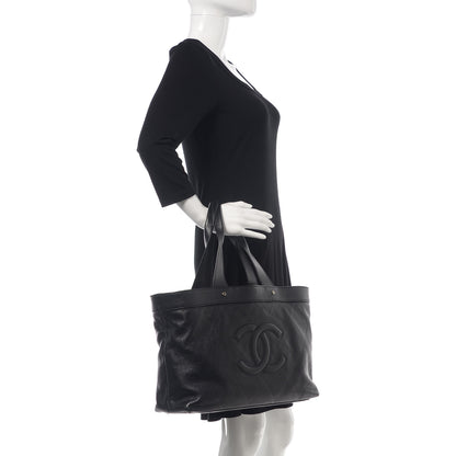 Chanel Goatskin Perforated Large CC Tote Black 2 of 11