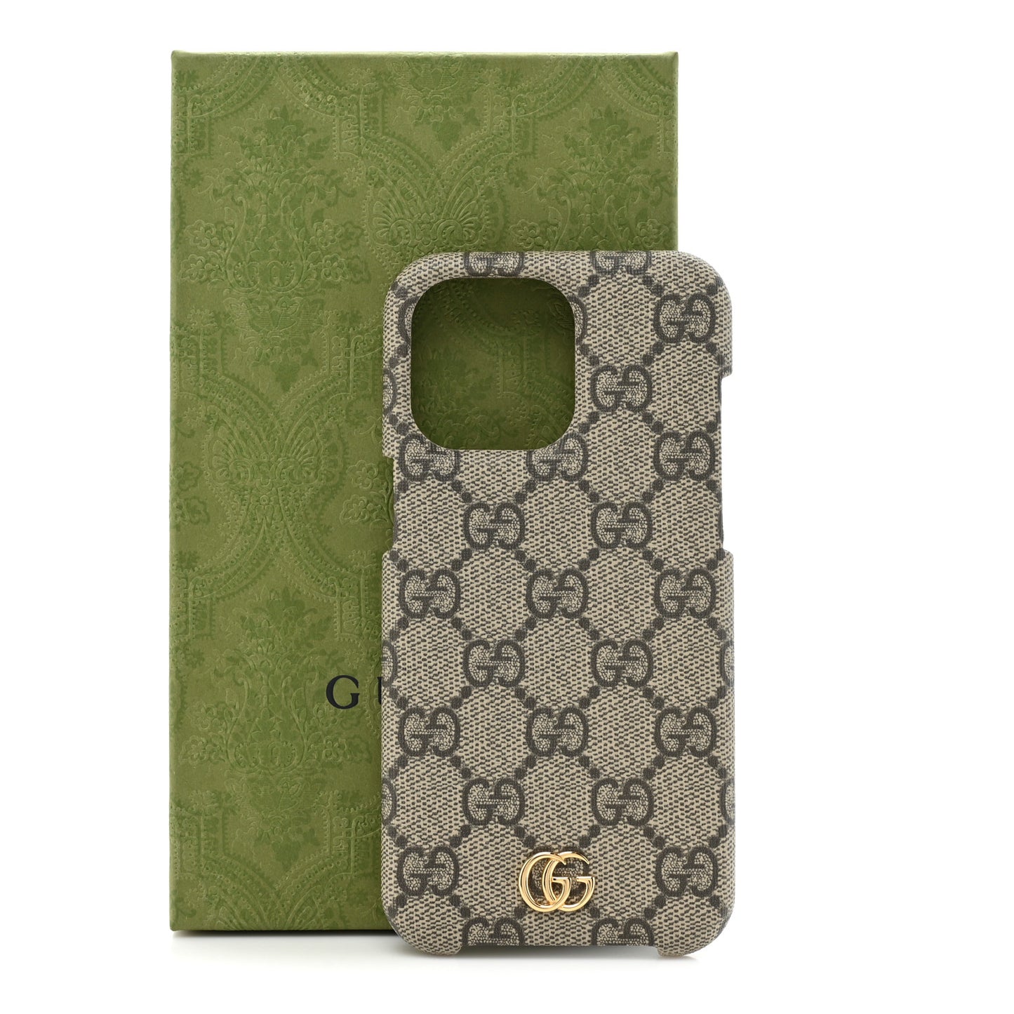 GG Supreme Monogram Ophidia iPhone 15 Pro Max Phone Case Beige Ebony
