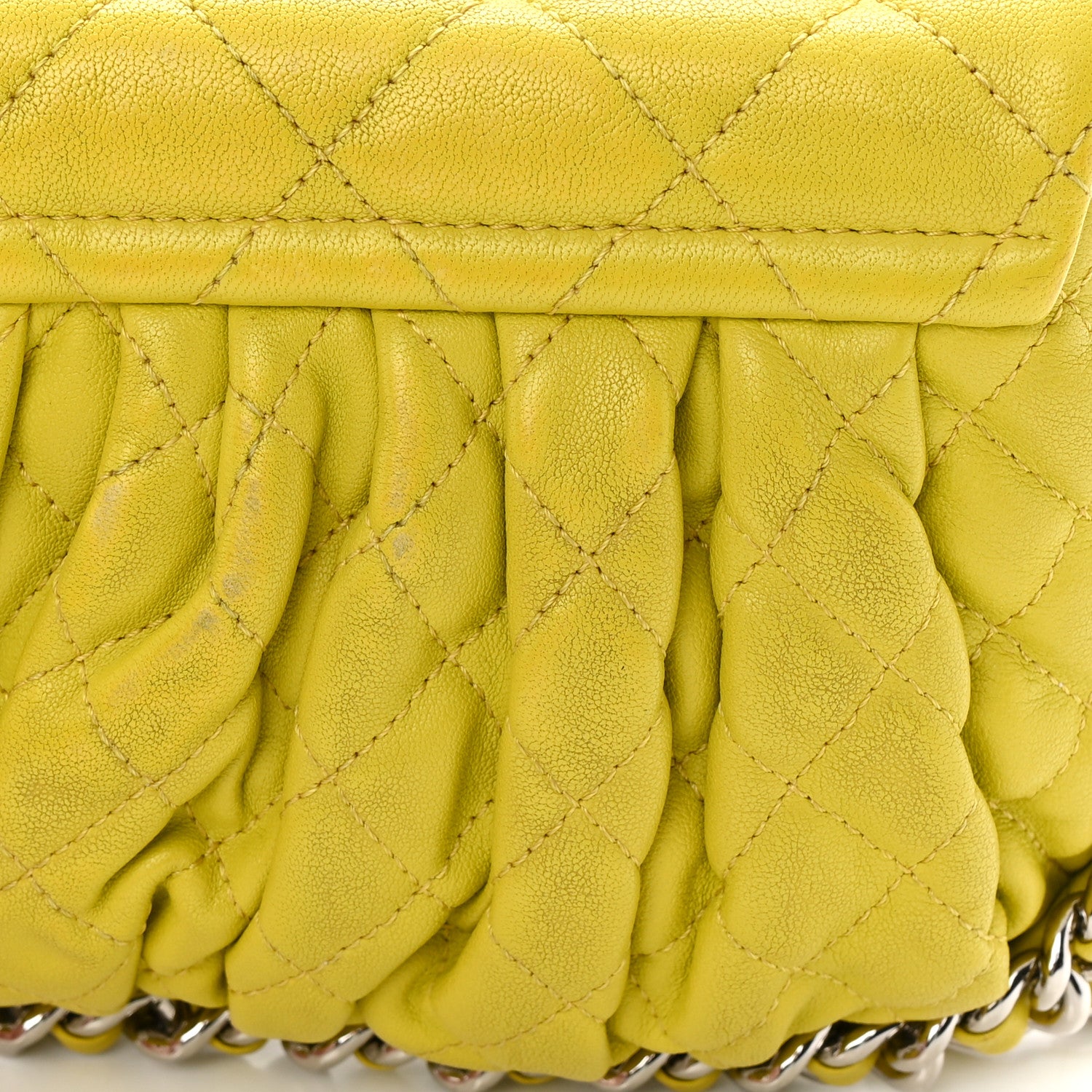Chanel Washed Lambskin Quilted Mini Chain Around Flap Yellow 13 of 15