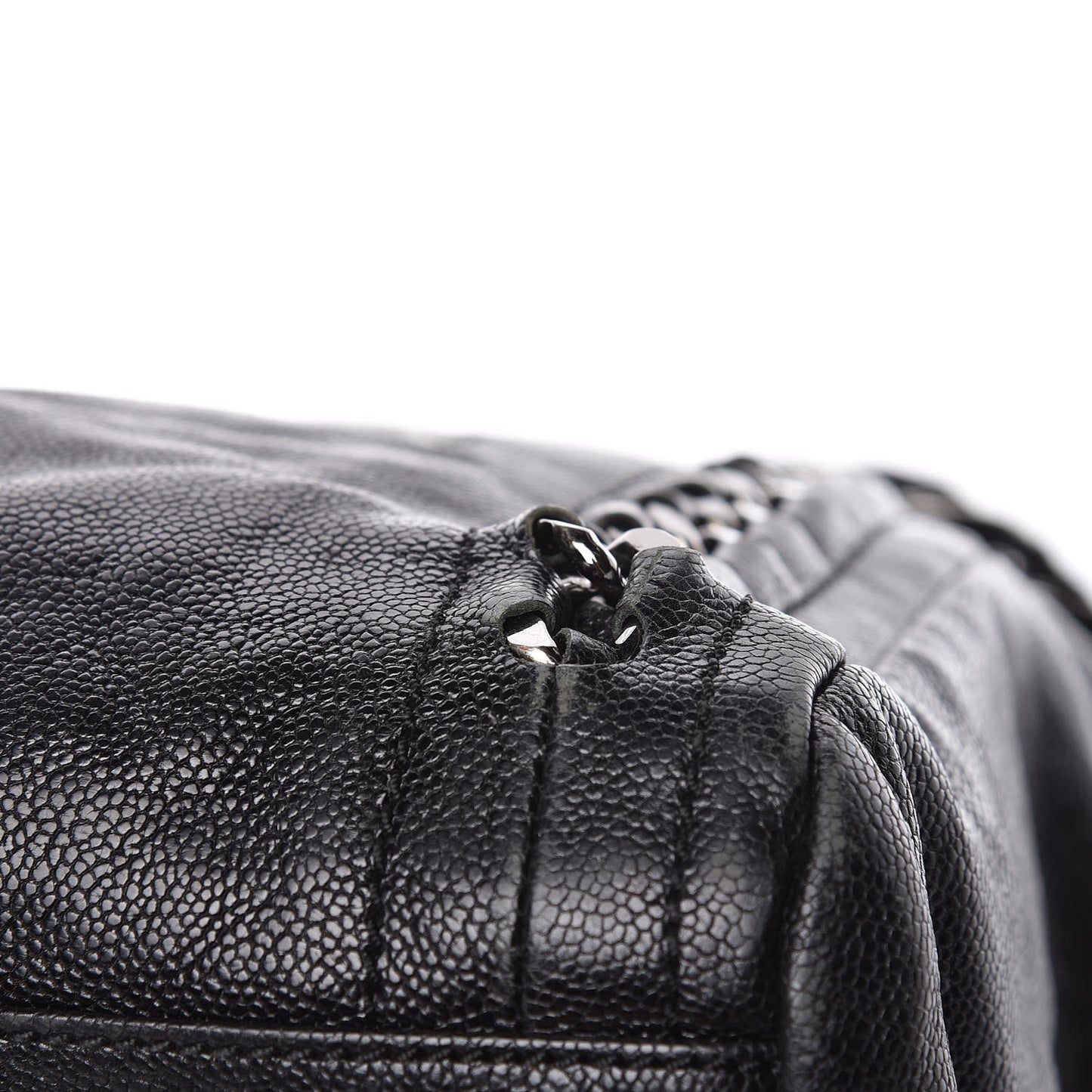 Glazed Calfskin Large Modern Chain Tote Black