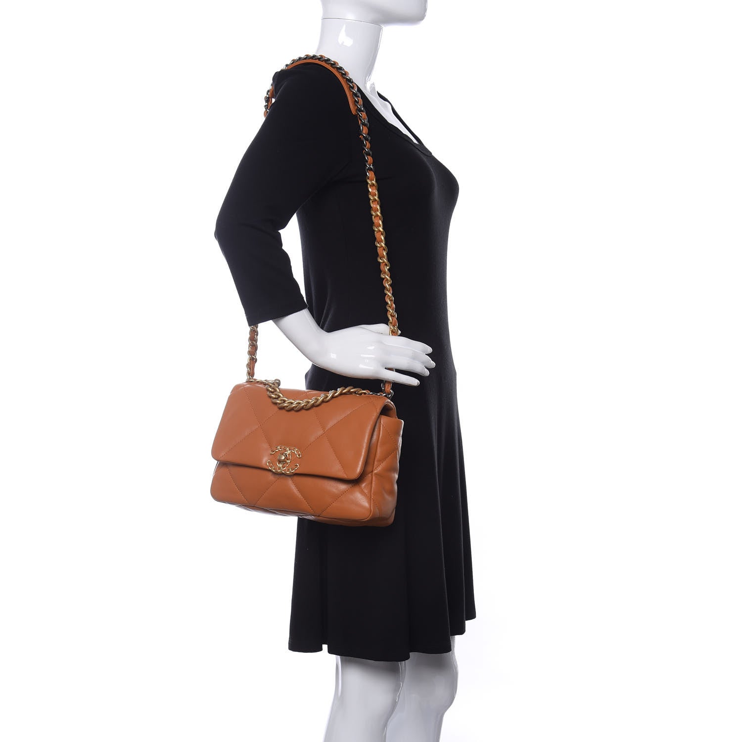 Chanel Lambskin Quilted Medium Chanel 19 Flap Light Brown 2 of 10