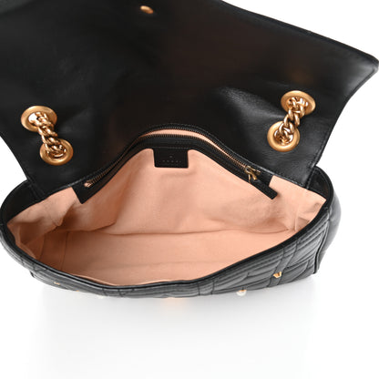 Gucci Calfskin Matelasse Studded Medium Pearly GG Marmont Shoulder Bag Black 5 of 9