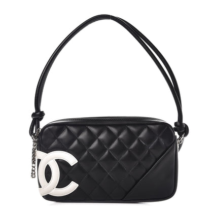 Chanel Calfskin Quilted Cambon Pochette Black White 1 of 7