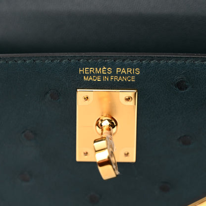 Hermes Ostrich Kelly Sellier Mini 20 Vert Cypress 7 of 12