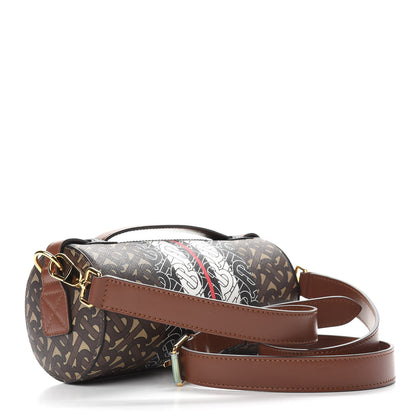 Burberry E-Canvas Monogram Stripe The Barrel Bag Bridle Brown 3 of 9
