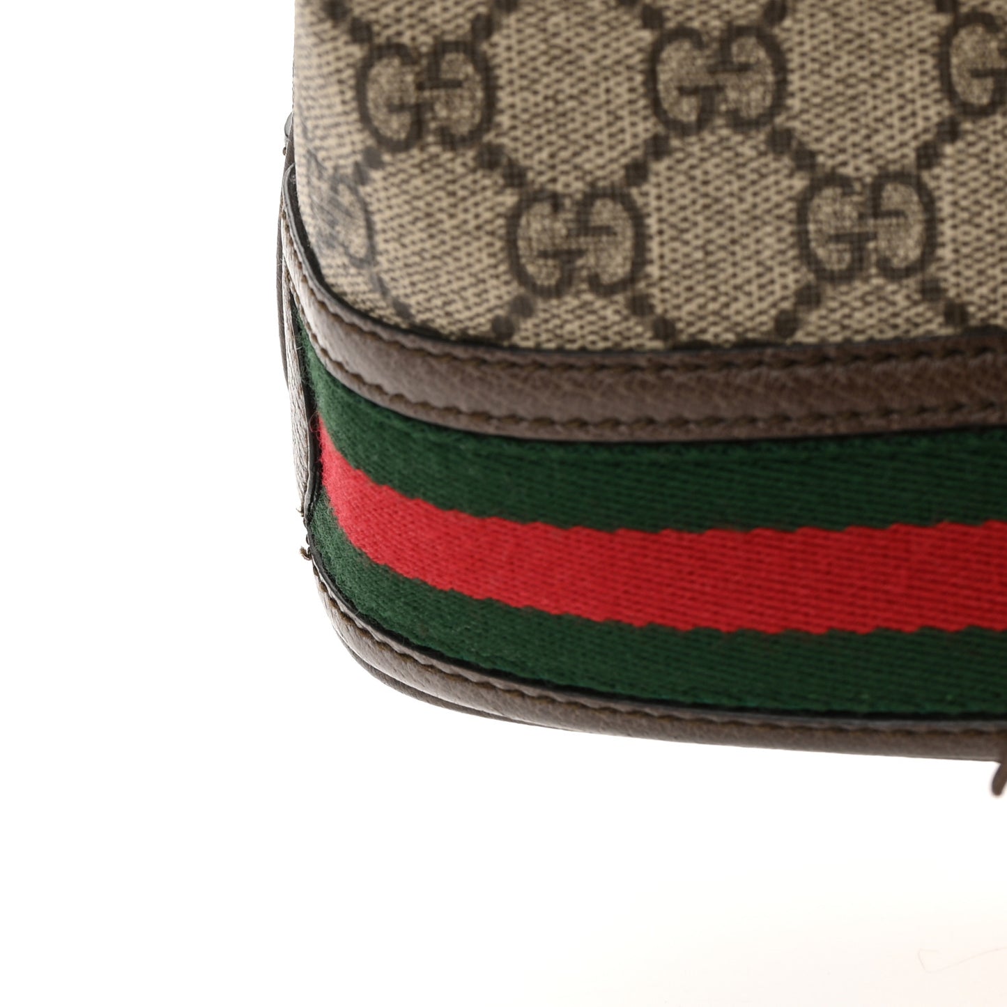 GG Supreme Monogram Web Small Ophidia Bucket Bag Brown