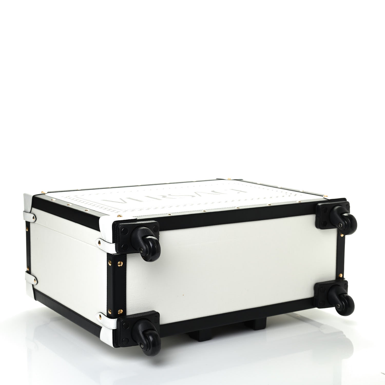 Versace Calfskin 90's Vintage Logo Suitcase White Black 3 of 4