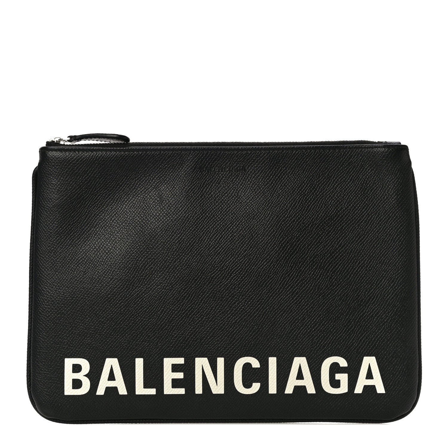 Balenciaga Calfskin Ville Logo Zip Pouch Black 1 of 9