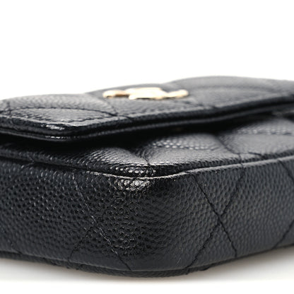 Chanel Caviar Quilted Mini Pearl On Top Coin Purse With Chain Black 9 of 11