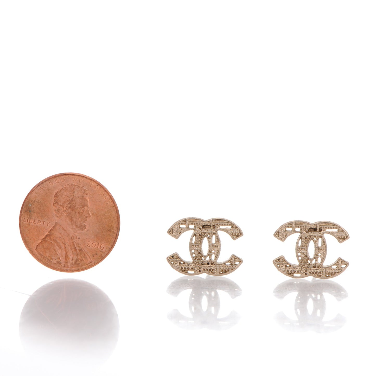 Tweed Effect CC Earrings Gold