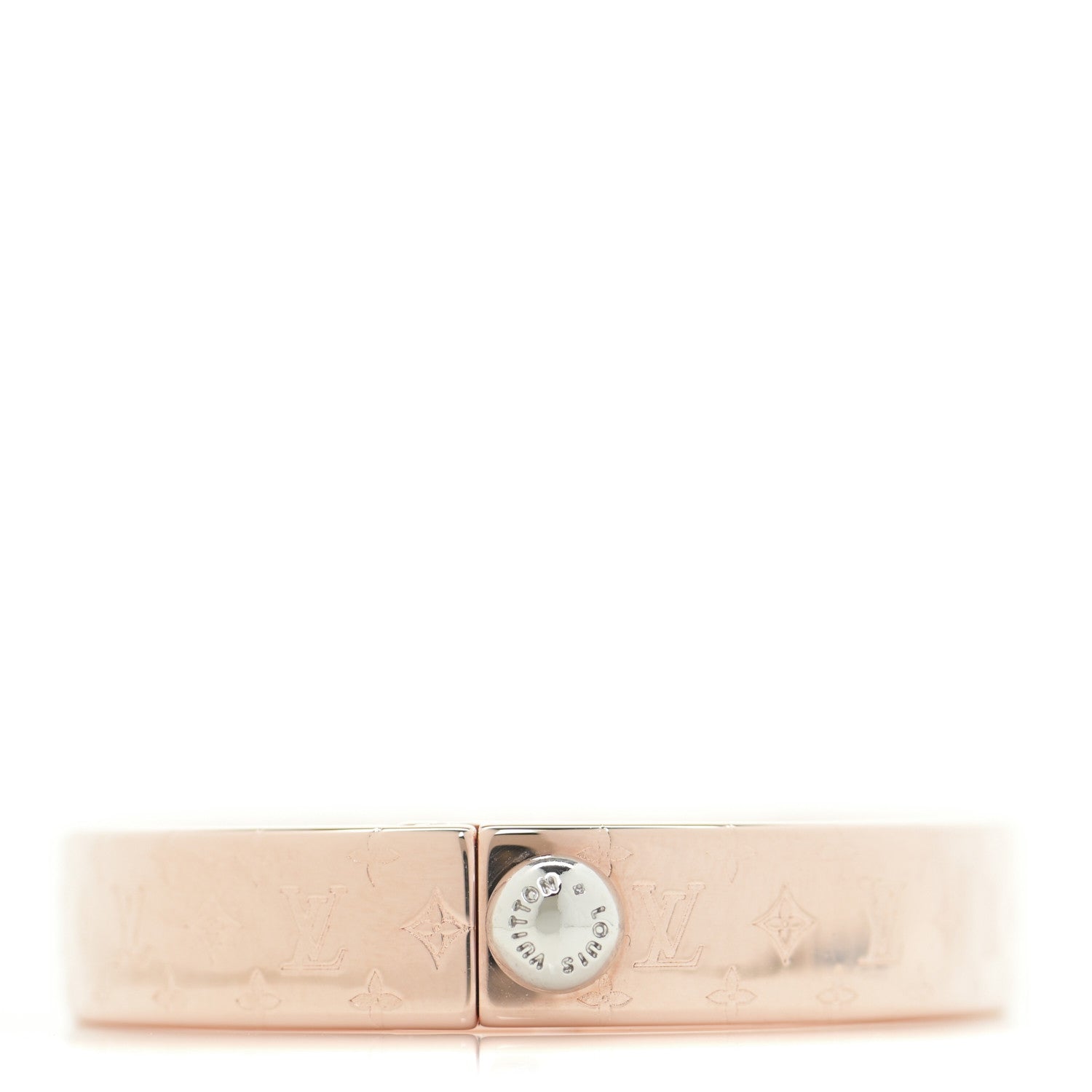 Louis Vuitton Brass Monogram Nanogram Cuff S Pink Gold 3 of 5