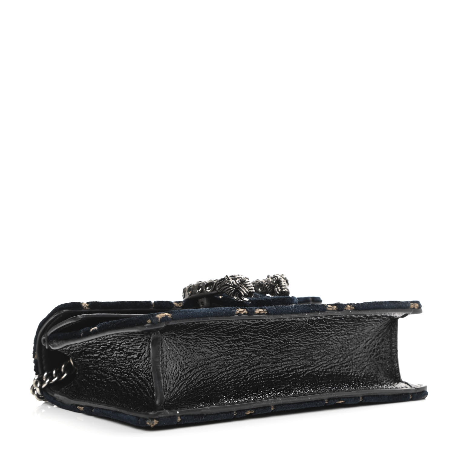 Gucci Velvet GG Monogram Super Mini Dionysus Shoulder Bag Blue Beige Black 4 of 9