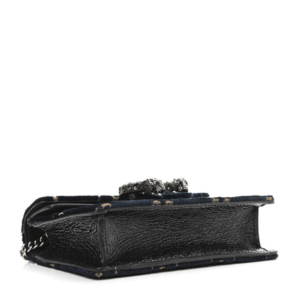 Gucci Velvet GG Monogram Super Mini Dionysus Shoulder Bag Blue Beige Black 4 of 9