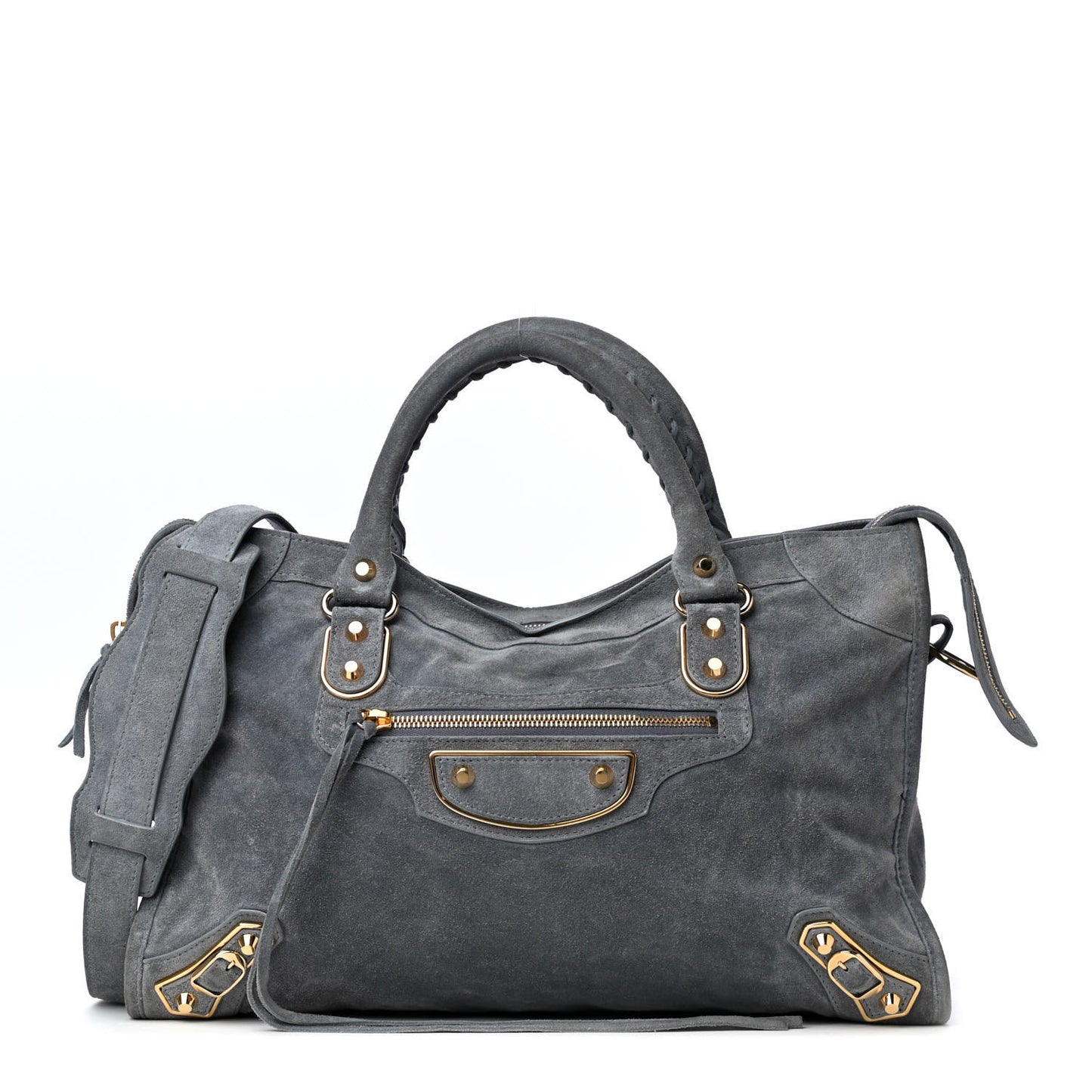 Suede Gold Metallic Edge Hardware City Gris Plomb