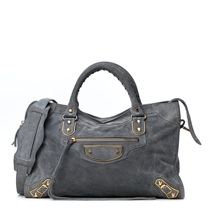 Balenciaga Suede Gold Metallic Edge Hardware City Gris Plomb 1 of 8