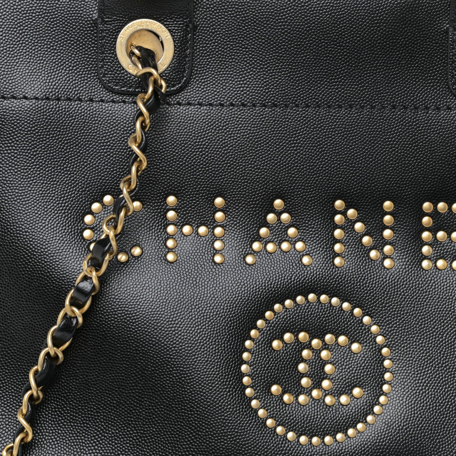 Chanel Caviar Small Studded Deauville Tote Black 8 of 17