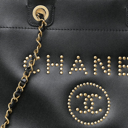 Chanel Caviar Small Studded Deauville Tote Black 8 of 17