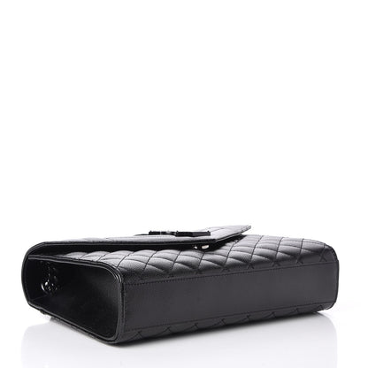 Saint Laurent Grain De Poudre Textured Mixed Matelasse Triquilt Medium Monogram Satchel Black 4 of 8