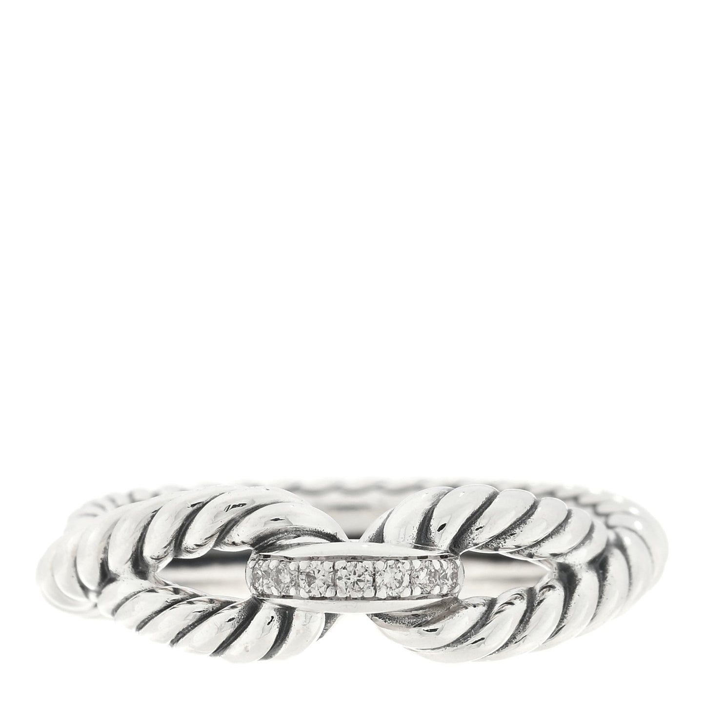 Sterling Silver Diamond Cable Loop Band Ring 56 7.5