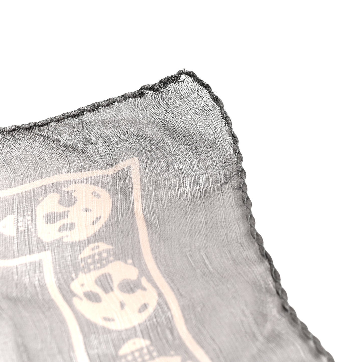 Silk Chiffon Skull Scarf Flannel Beige