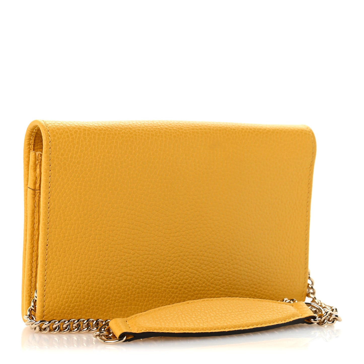 Pebbled Calfskin Soho Wallet on Chain New Buttercup