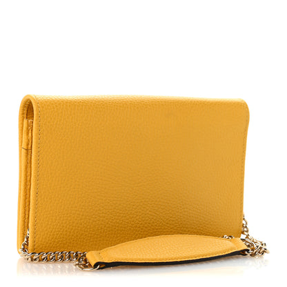 Gucci Pebbled Calfskin Soho Wallet on Chain New Buttercup 3 of 11