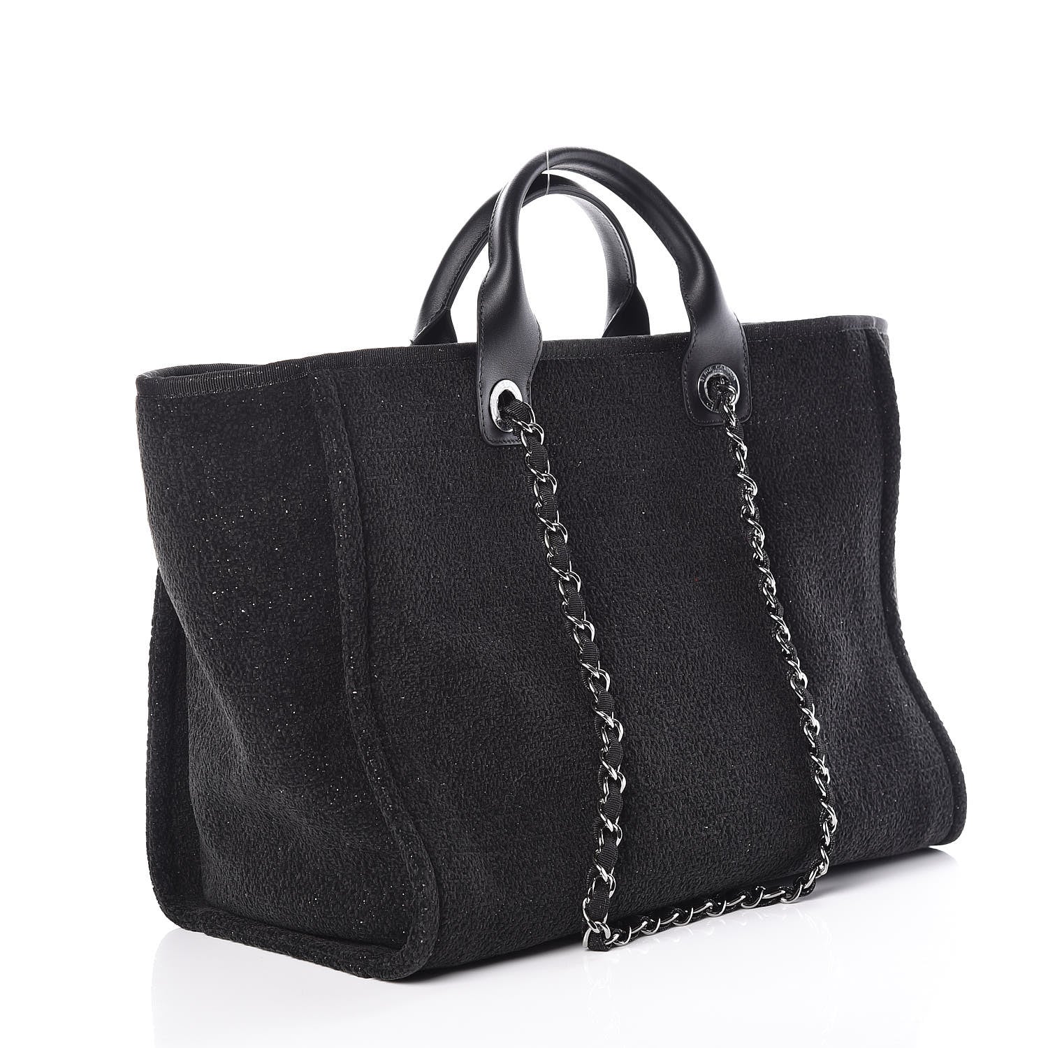 Chanel Lurex Boucle Medium Deauville Tote Black 3 of 9