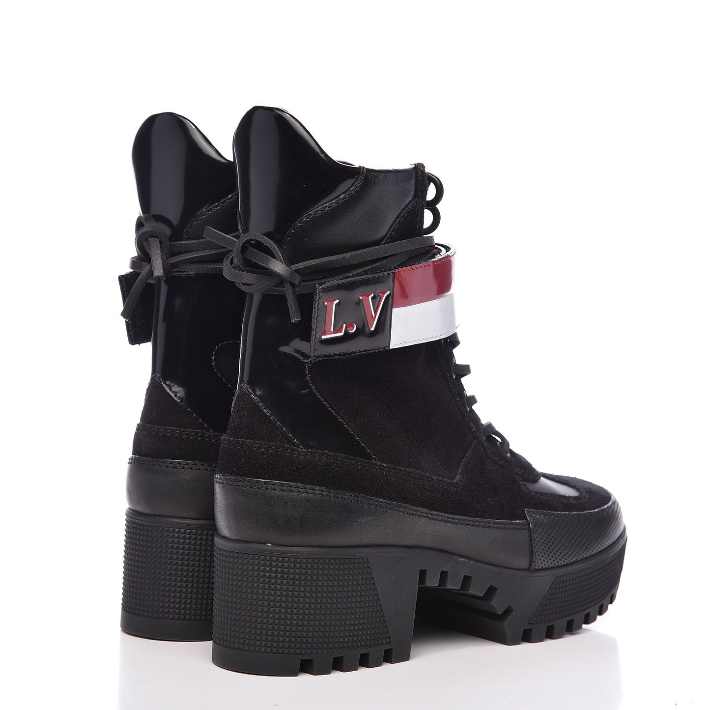 Suede Calfskin Laureate Platform Desert Boots 37 Black