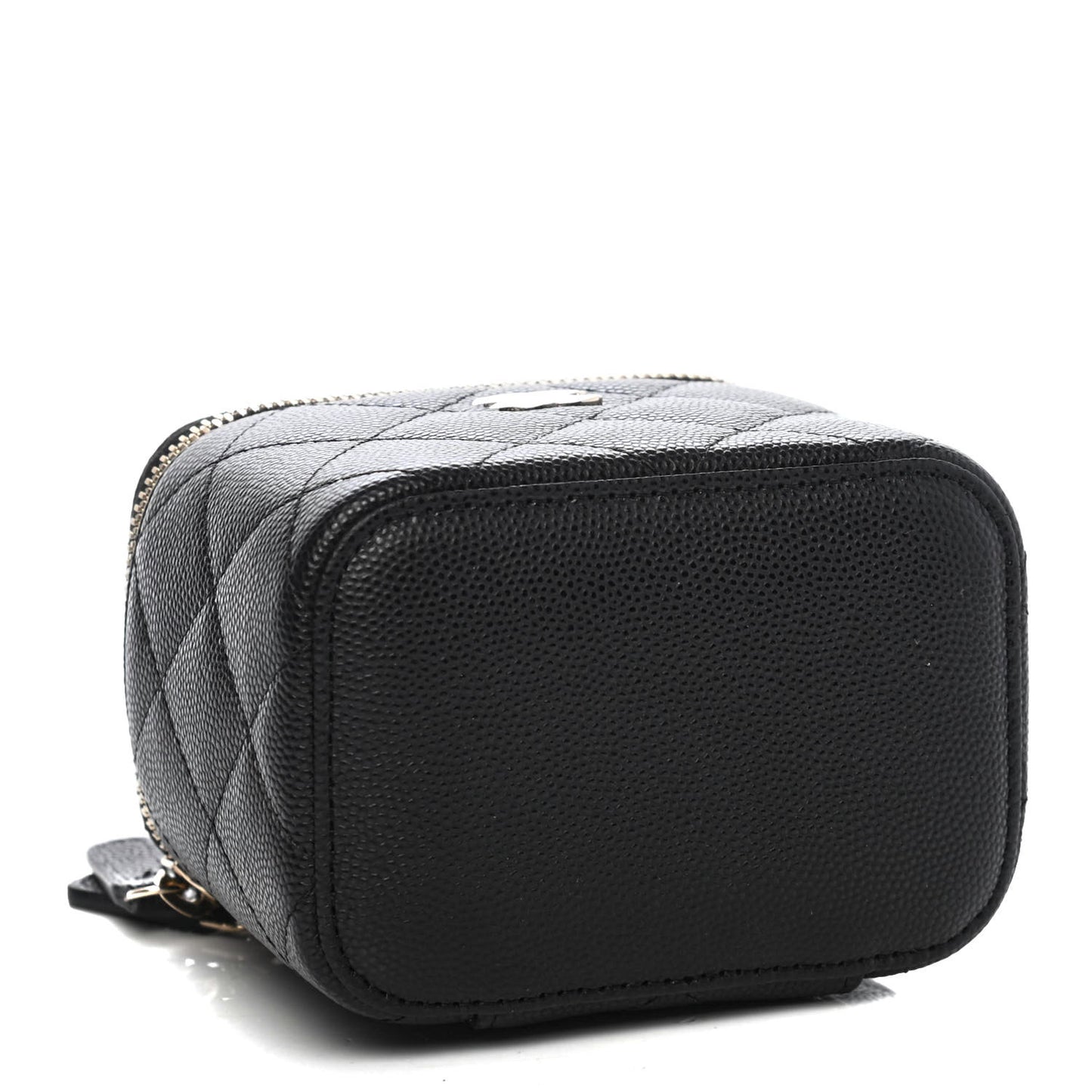 Caviar Quilted Mini Vanity Case With Chain Black
