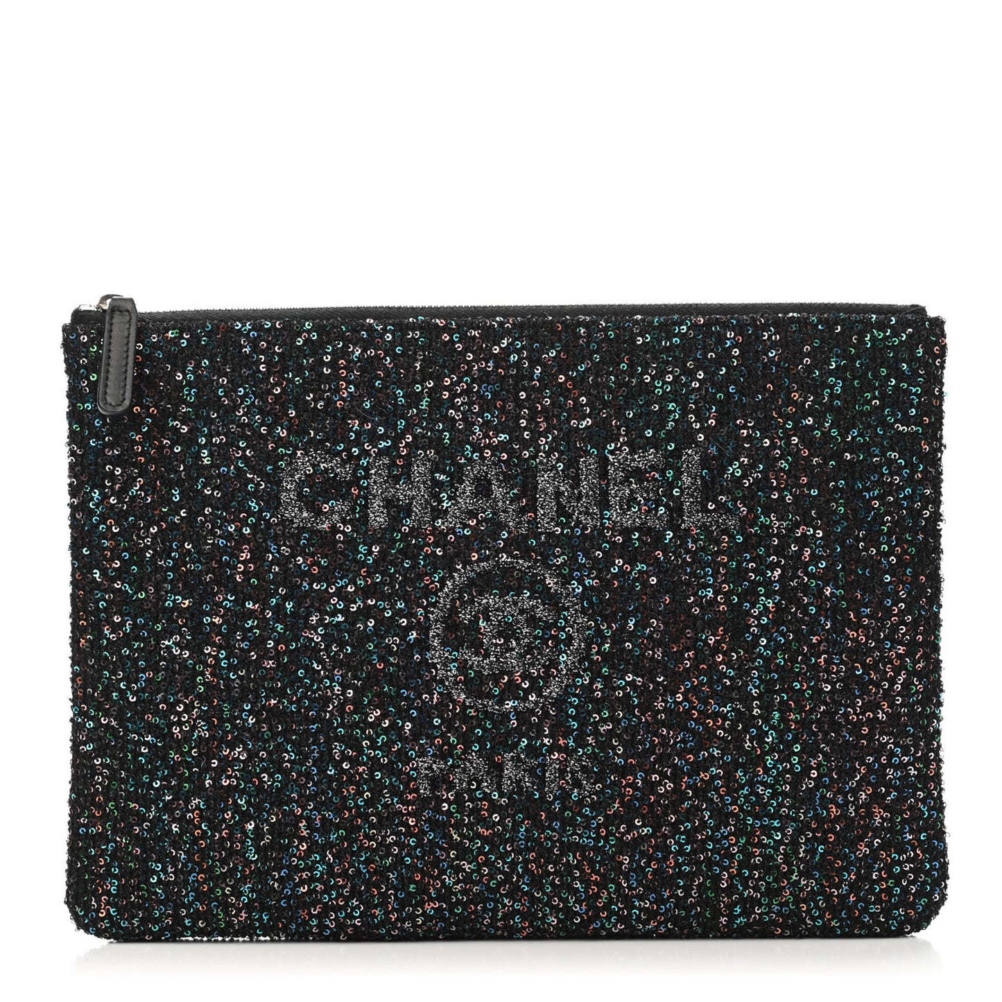 Canvas Sequin Medium Deauville Cosmetic Pouch Black