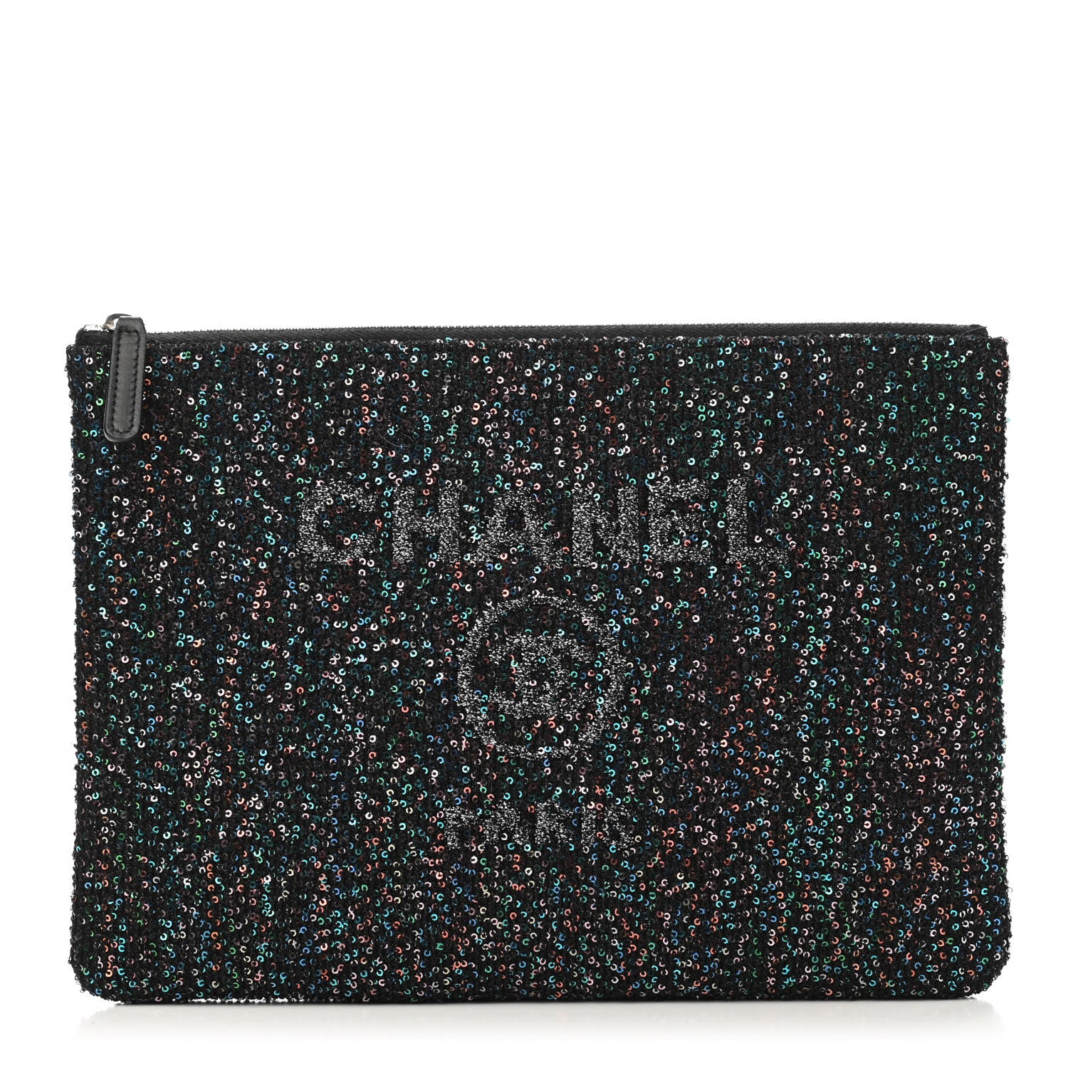 Chanel Canvas Sequin Medium Deauville Cosmetic Pouch Black 1 of 4