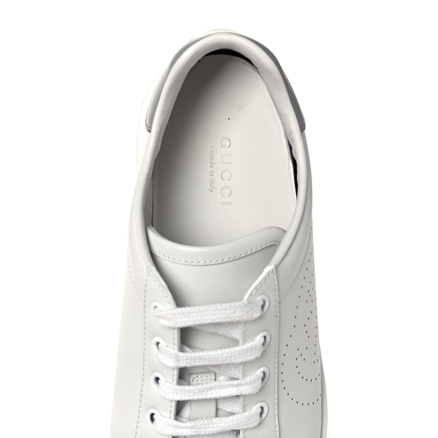 Gucci Calfskin Interlocking G Perforated Womens Ace Sneakers 38 White Grey Sky 7 of 8