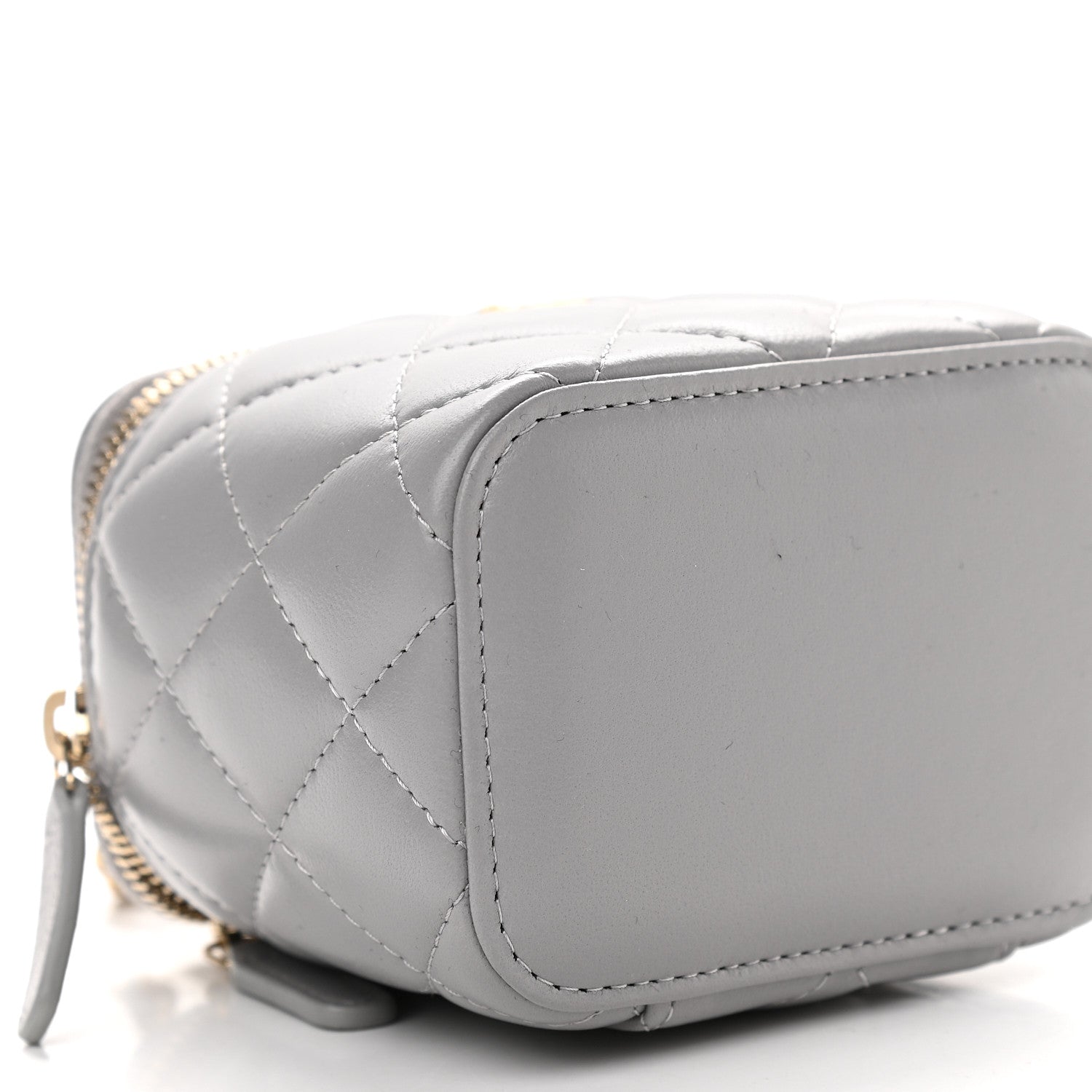 Chanel Lambskin Quilted Pearl Crush Mini Vanity Case With Chain Grey 8 of 9