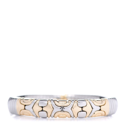 Bulgari Stainless Steel 18K Yellow Gold 10mm Parentesi Cuff Bracelet 1 of 5
