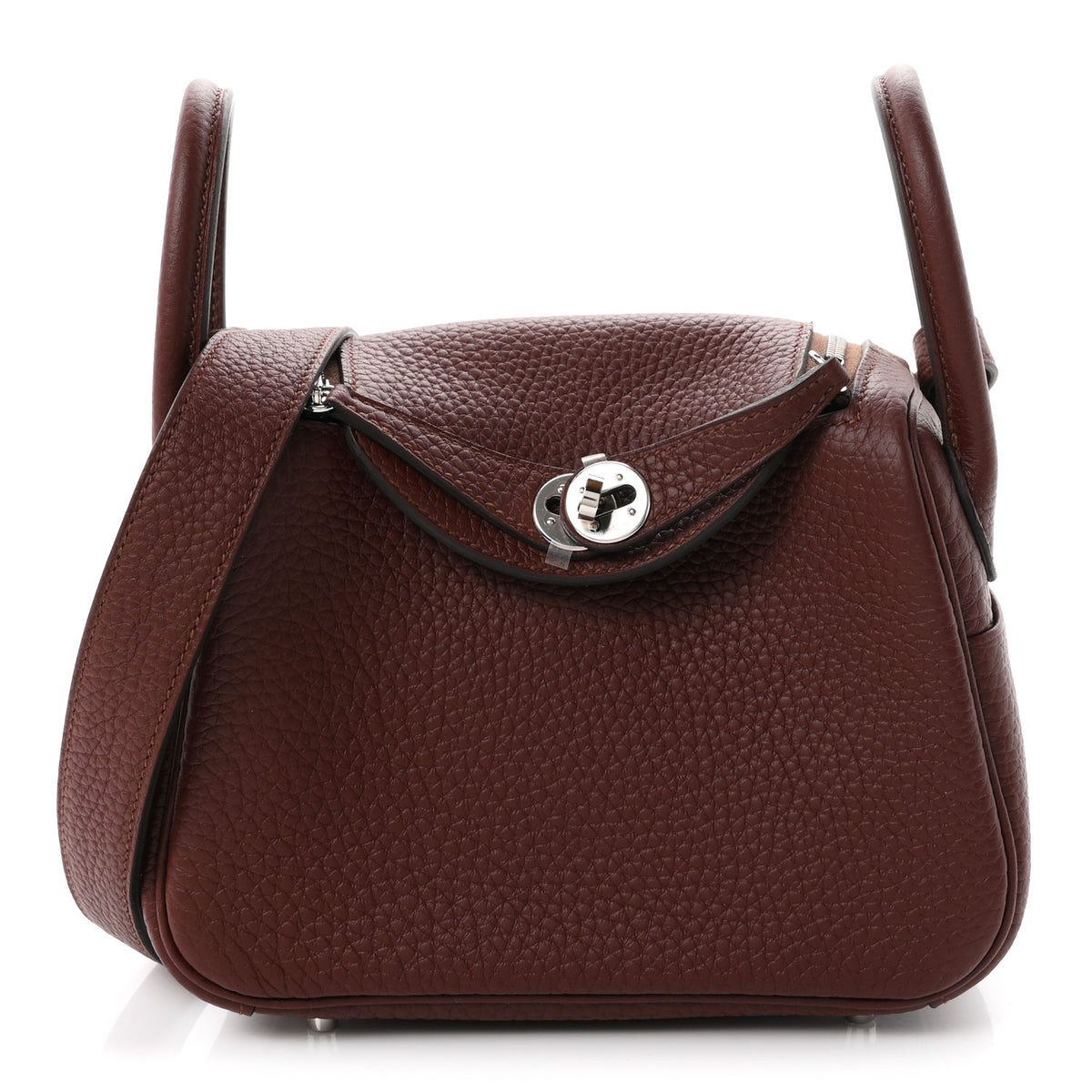 Hermes Taurillon Clemence Mini Lindy 20 Terre 1 of 11