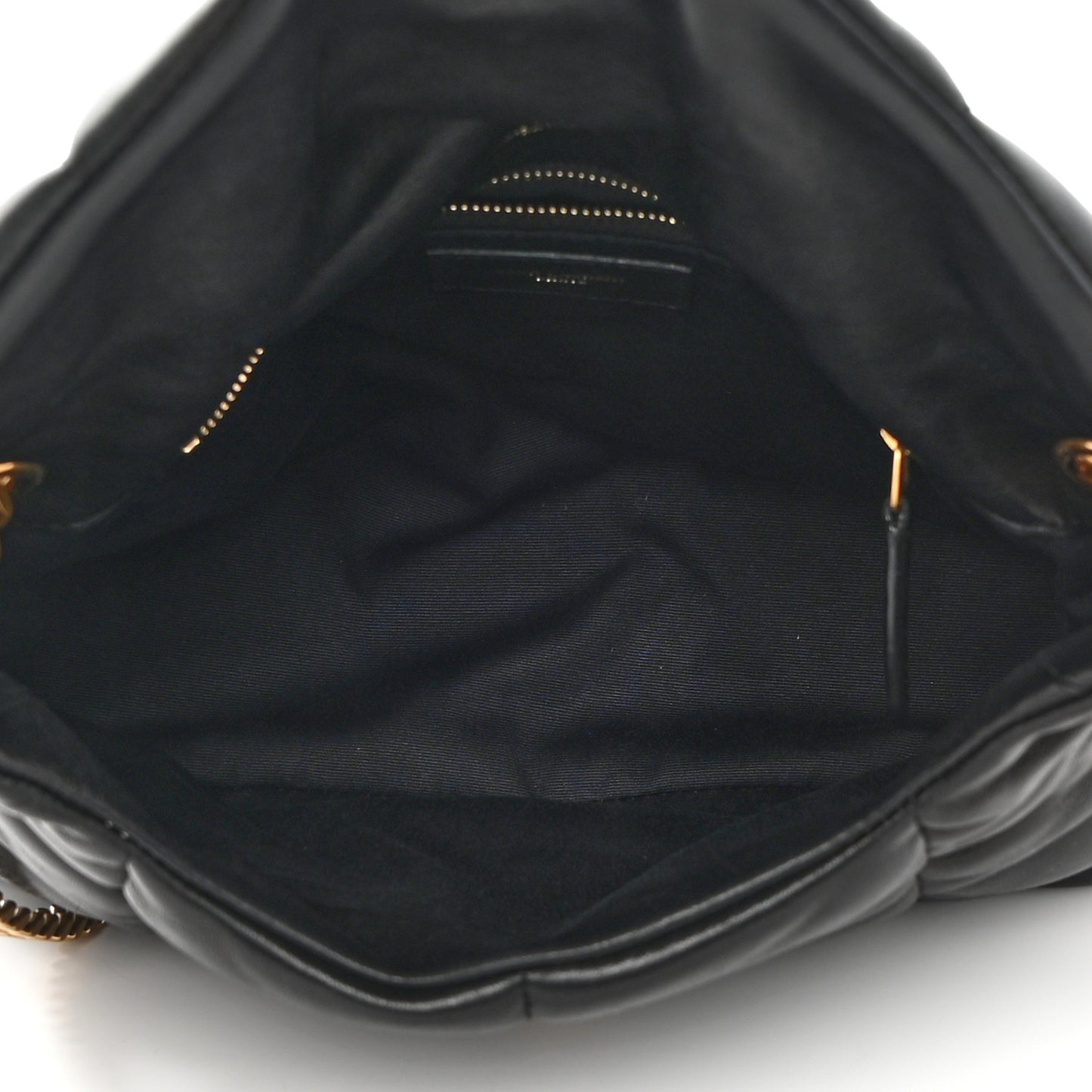 Lambskin Quilted Small Loulou Puffer Monogram Chain Satchel Black