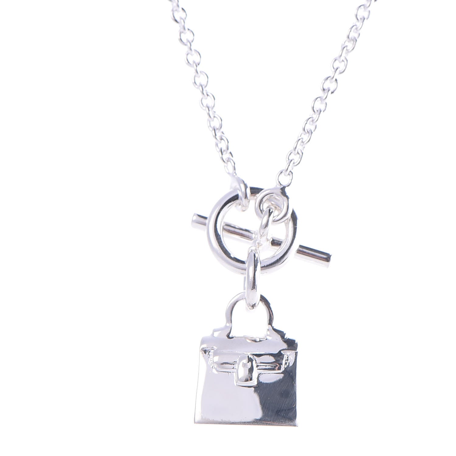 Hermes Sterling Silver Kelly Charm Pendant Necklace 4 of 6