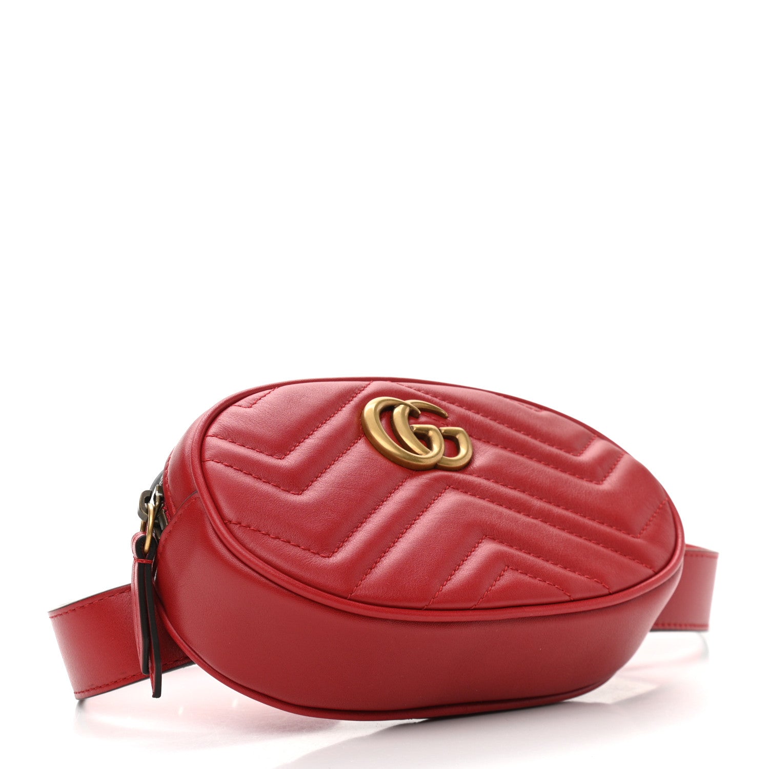 Gucci Calfskin Matelasse GG Marmont Belt Bag 85 34 Hibiscus Red 4 of 11