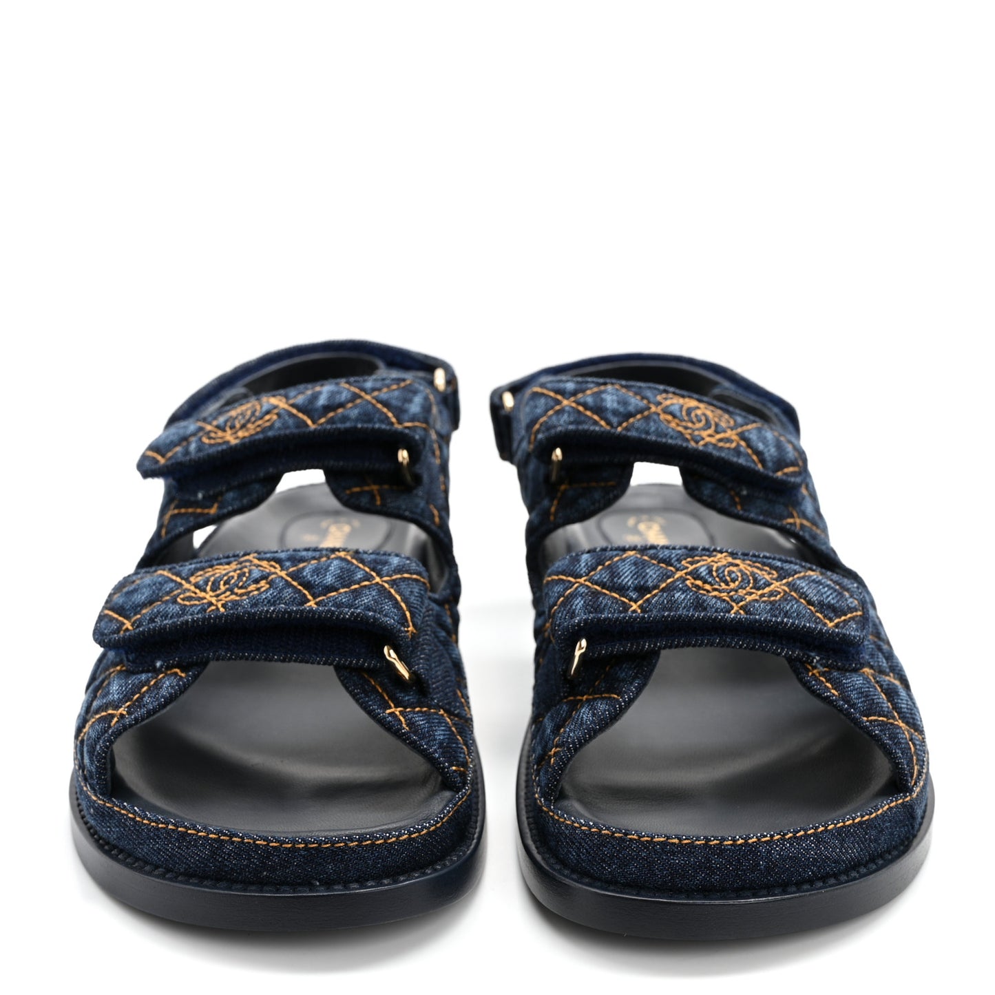 Denim Velcro Dad Sandals 38.5 Navy Blue