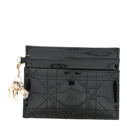 Christian Dior Patent Cannage Lady Dior Card Holder Black 1 of 8