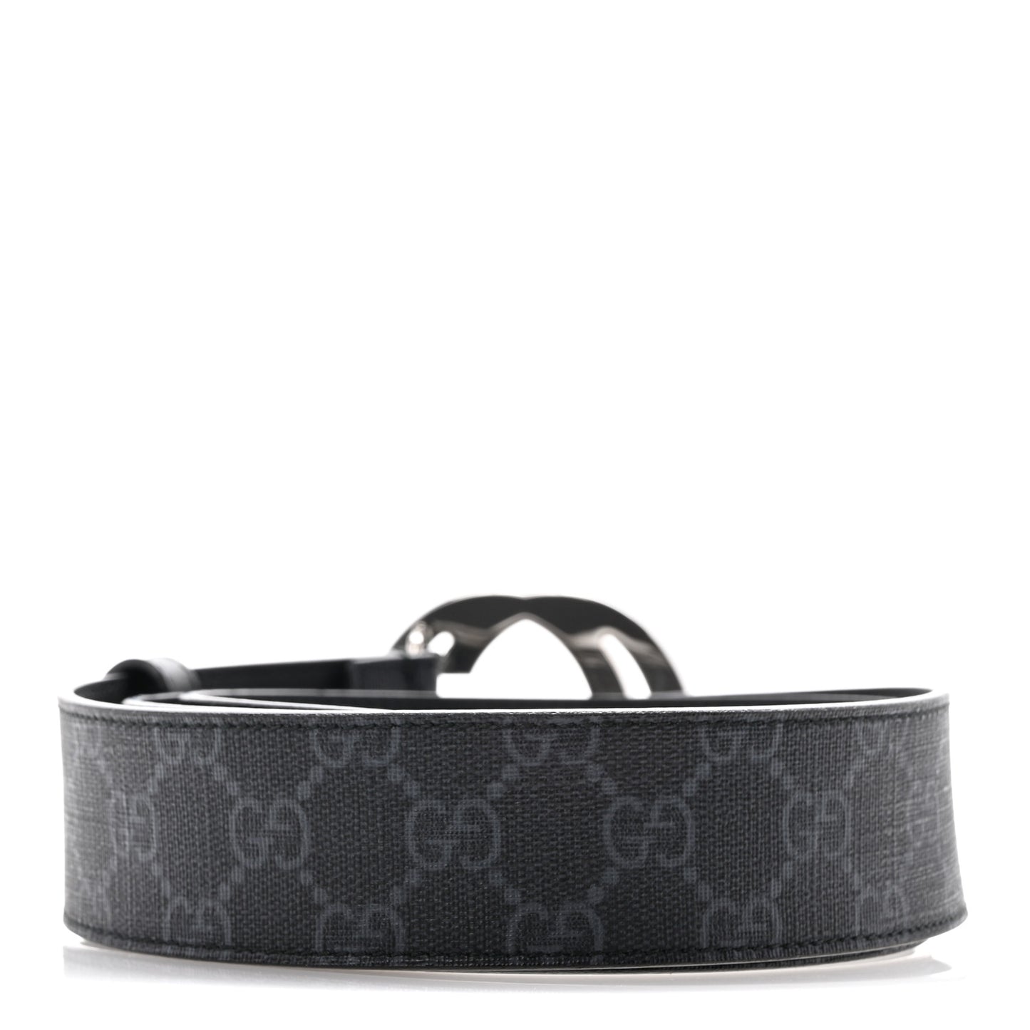 GG Supreme Monogram Selleria Calfskin Interlocking G 40mm Belt 95 38 Black Grey