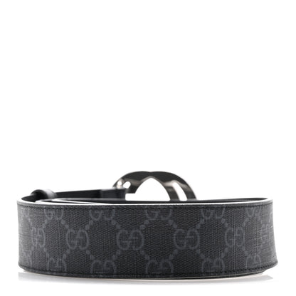 Gucci GG Supreme Monogram Selleria Calfskin Interlocking G 40mm Belt 95 38 Black Grey 2 of 7