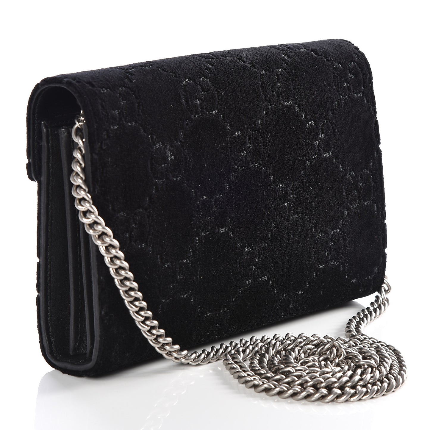 Velvet GG Monogram Mini Dionysus Chain Wallet Black