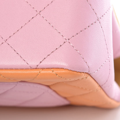 Chanel Lambskin Quilted Tri-Color Mini Rectangular Flap Orange Yellow Pink 10 of 13