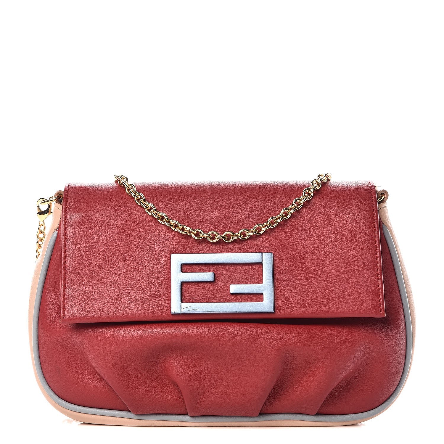 Fendi Vitello Dolce Fendista Pouchette Crossbody Mattone Plaster 1 of 8