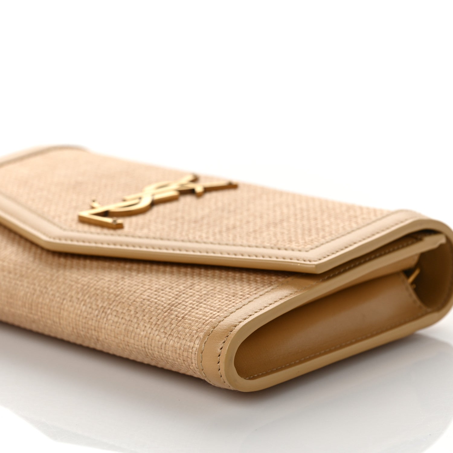 Saint Laurent Micro Raffia Monogram Uptown Chain Wallet Natural Hay Blush 8 of 8