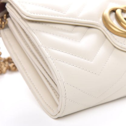 Gucci Calfskin Matelasse GG Marmont Chain Wallet Mystic White 8 of 11