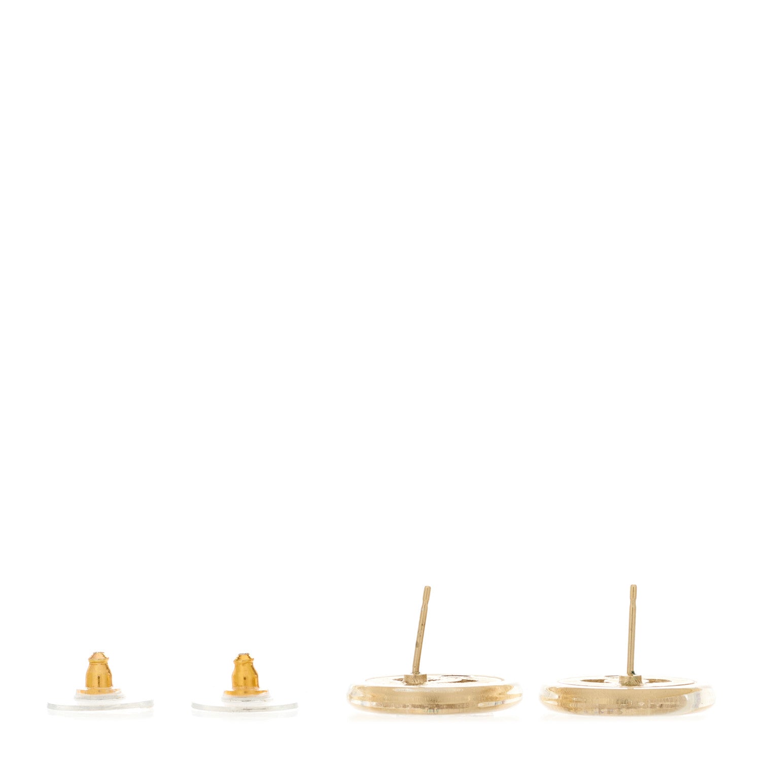 Chanel Resin Crystal CC Button Earrings Gold 3 of 4