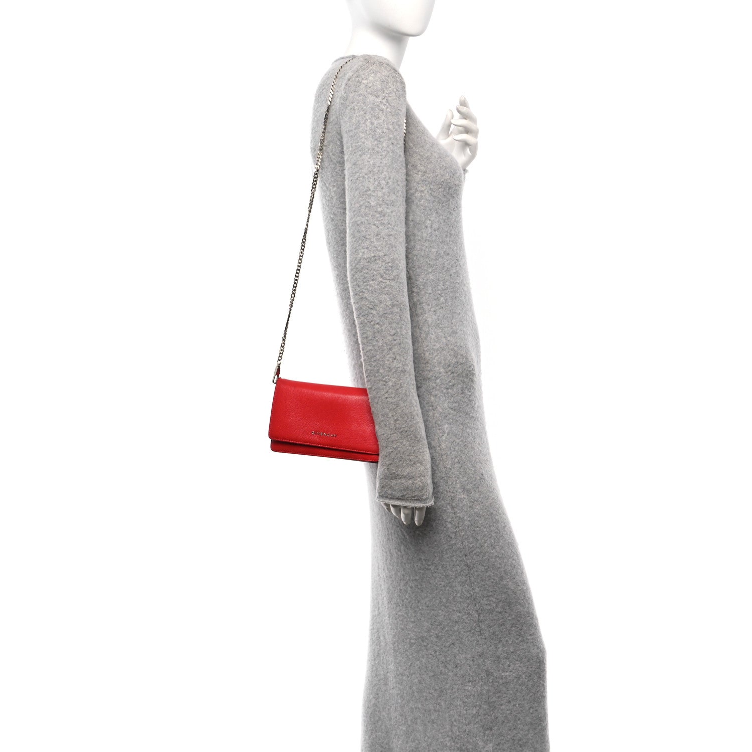 Givenchy Sugar Goatskin Pandora Chain Wallet Red 2 of 10